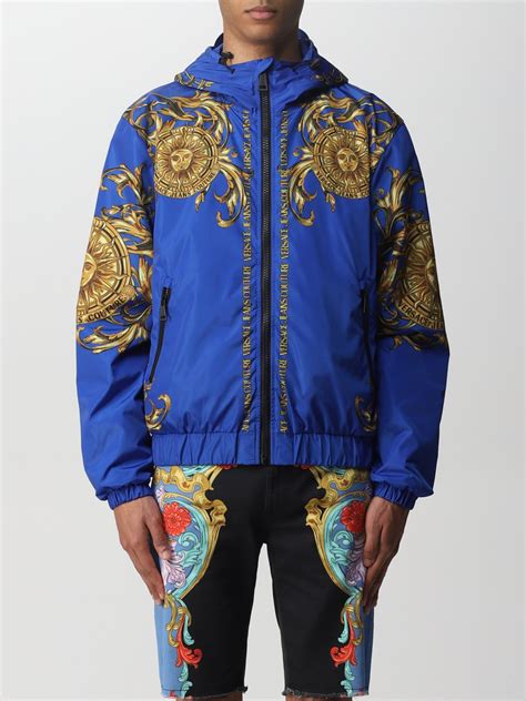 versace jeans jacke herren blau mit fell|Versace Jeans Couture .